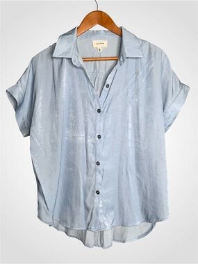 Heyson Light Blue Short-Sleeve Button Front Shirt Medium